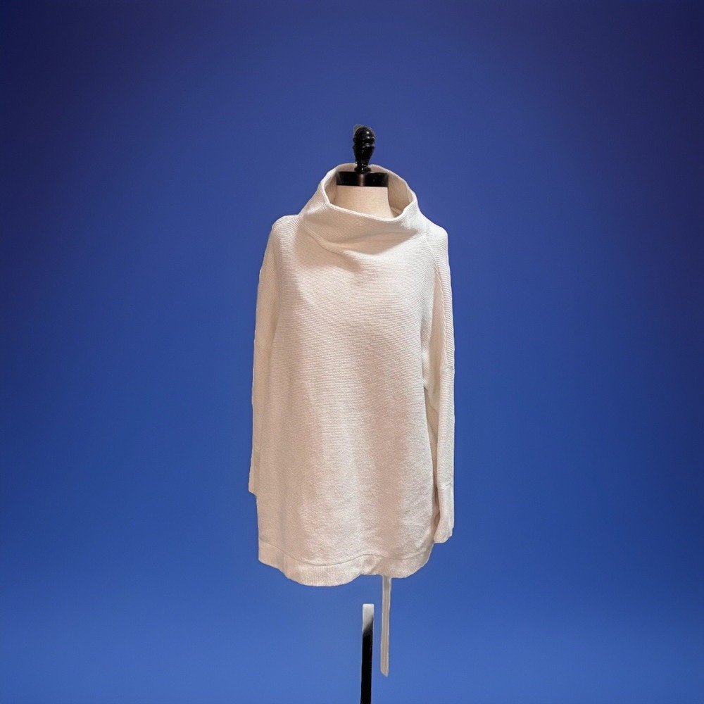 Free People Ottoman Oversized Slouchy Tunic Sweater Mock Neck Women's M White